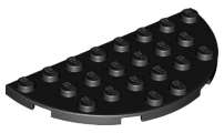 Lego (N) ~ Plate Round Half 4 x 8 ~ [Black]