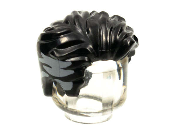 Lego (N) ~ Minifigure Hair Swept Left Tousled with Slight Widow's Peak and Short Sideburns ~ [Black]