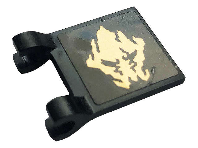 Lego (U) ~ Flag 2 x 2 Square with Gold Ninjago Earth Emblem Pattern on Both Sides (Sticke ~ [Black]