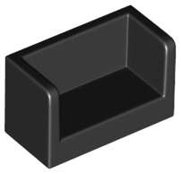 Lego (N) ~ Panel 1 x 2 x 1 with Rounded Corners and 2 Sides ~ [Black]
