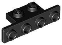 Lego (U) ~ Bracket 1 x 2 - 1 x 4 with Rounded Corners ~ [Black]