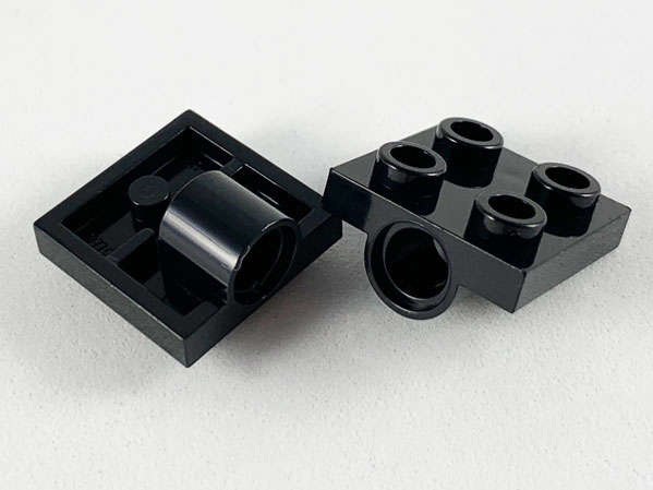 Lego (U) ~ Plate Modified 2 x 2 with Pin Hole ~ [Black]
