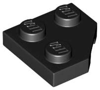 Lego (N) ~ Wedge Plate 2 x 2 Cut Corner ~ [Black]