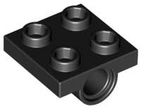 Lego (N) ~ Plate Modified 2 x 2 with Pin Holes ~ [Black]