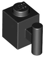 Lego (N) ~ Brick Modified 1 x 1 with Bar Handle ~ [Black]