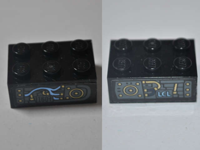 Lego (U) ~ Brick 2 x 3 with Wires '1607' and 'LCL' Pattern on Both Sides (Stickers) - Set ~ [Black]