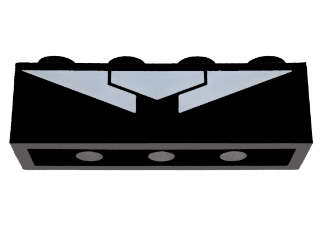 Lego (U) ~ Brick 1 x 4 with White Triangle Pattern (Sticker) - Set 76103 ~ [Black]