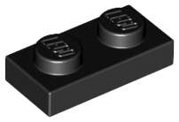 Lego (U) ~ Plate 1 x 2 ~ [Black]
