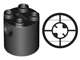 Lego (U) ~ Brick Round 2 x 2 x 2 Robot Body with Bottom Axle Holder (x Shape / + Orientat ~ [Black]