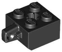Lego (N) ~ Hinge Brick 2 x 2 Locking with 1 Finger Vertical and Axle Hole ~ [Black]