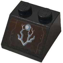 Lego (U) ~ Slope 45 2 x 2 with Blue Flame of Energy on Black Background Pattern (Sticker) ~ [Black]
