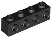 Lego (N) ~ Brick Modified 1 x 4 with Studs on Side ~ [Black]