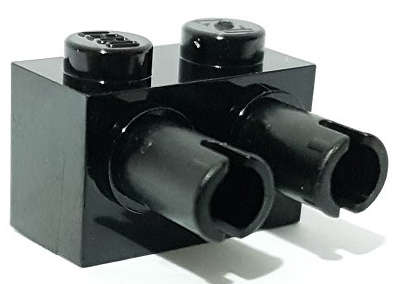 Lego (N) ~ Brick Modified 1 x 2 with Pins ~ [Black]
