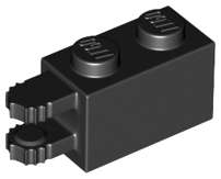Lego (N) ~ Hinge Brick 1 x 2 Locking with 2 Fingers Horizontal End ~ [Black]