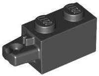 Lego (U) ~ Hinge Brick 1 x 2 Locking with 1 Finger Horizontal End ~ [Black]
