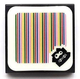 Lego (N) ~ Tile 2 x 2 with Super Mario Scanner Code Fuzzy Pattern (Sticker) - Sets 30389 / ~ [Black]