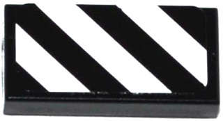 Lego (U) ~ Tile 1 x 2 with Black and White Danger Stripes Pattern (Sticker) - Set 41117 ~ [Black]
