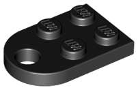 Lego (N) ~ Plate Modified 2 x 3 with Hole ~ [Black]
