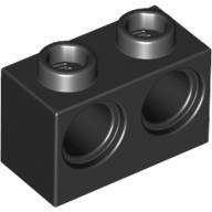 Lego (N) ~ Technic Brick 1 x 2 with Holes ~ [Black]