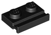 Lego (U) ~ Plate Modified 1 x 2 with Door Rail ~ [Black]