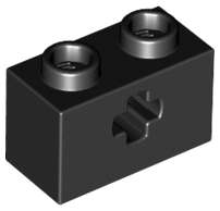 Lego (N) ~ Technic Brick 1 x 2 with Axle Hole ~ [Black]
