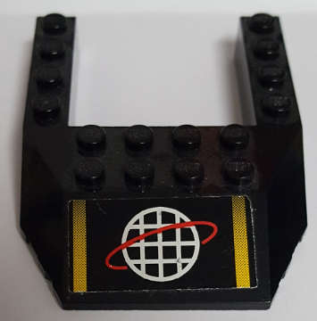 Lego (U) ~ Wedge 6 x 8 Cutout with Alpha Team White Grid with Red Ring Logo and Two Yello ~ [Black]