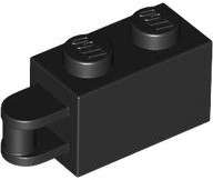 Lego (N) ~ Brick Modified 1 x 2 with Bar Handle on End - Bar Flush with Edge ~ [Black]