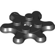 Lego (N) ~ Plate Round 2 x 2 Gear 6 Tooth ~ [Black]