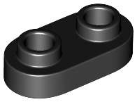 Lego (N) ~ Plate Round 1 x 2 with Open Studs ~ [Black]