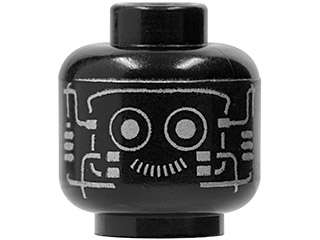 Lego (U) ~ Minifigure Head Alien with Robot Silver Pattern ~ [Black]