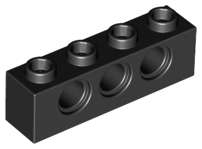 Lego (N) ~ Technic Brick 1 x 4 with Holes ~ [Black]