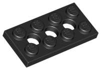 Lego (N) ~ Technic Plate 2 x 4 with 3 Holes ~ [Black]