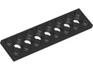 Lego (N) ~ Technic Plate 2 x 8 with 7 Holes ~ [Black]