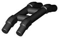 Lego (N) ~ Bar 3.6L Double with Angled Ends (Train Pantograph Shoe) ~ [Black]