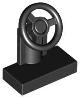 Lego (U) ~ Vehicle Steering Stand 1 x 2 with Black Steering Wheel ~ [Black]