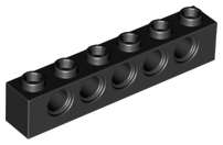 Lego (N) ~ Technic Brick 1 x 6 with Holes ~ [Black]