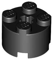Lego (N) ~ Brick Round 2 x 2 with Axle Hole ~ [Black]
