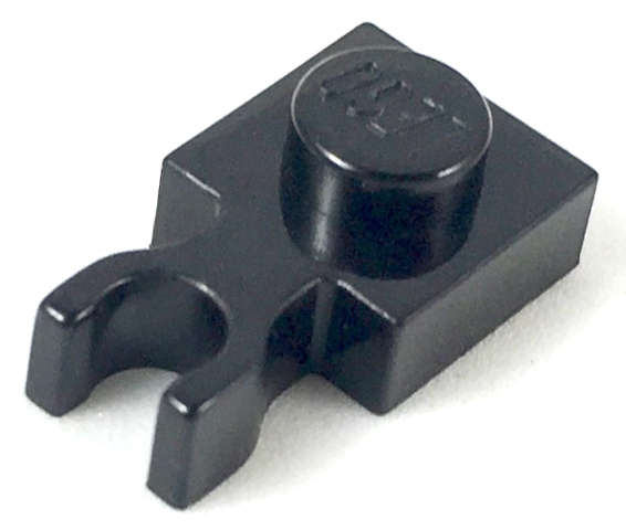 Lego (U) ~ Plate Modified 1 x 1 with U Clip Thin (Vertical Grip) ~ [Black]