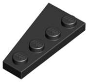 Lego (N) ~ Wedge Plate 4 x 2 Right ~ [Black]