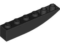 Lego (N) ~ Slope Curved 6 x 1 Inverted ~ [Black]