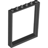 Lego (N) ~ Window 1 x 6 x 6 Flat Front ~ [Black]