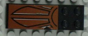 Lego (U) ~ Slope Curved 6 x 2 with Black Markings and Paint Scratches on Reddish Brown Ba ~ [Black]