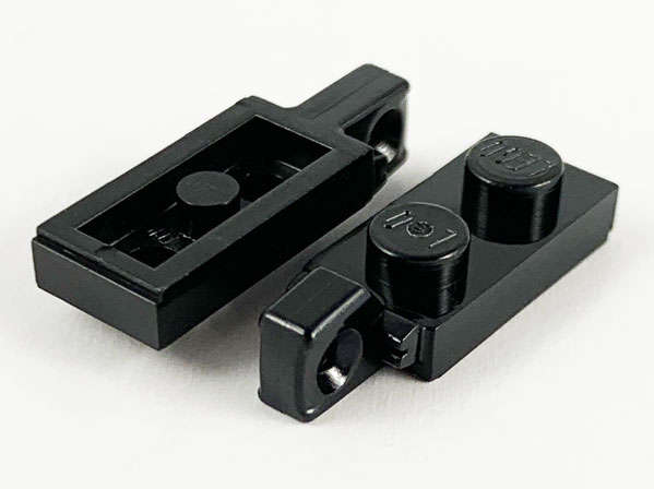 Lego (U) ~ Hinge Plate 1 x 2 Locking with 1 Finger on End with Bottom Groove ~ [Black]