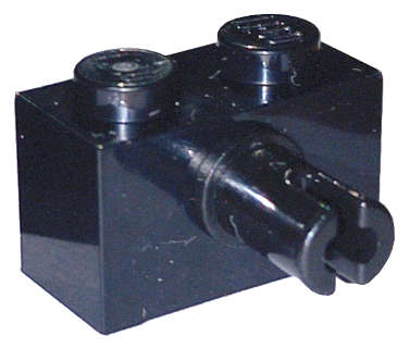 Lego (N) ~ Brick Modified 1 x 2 with Pin and Bottom Stud Holder ~ [Black]