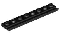 Lego (N) ~ Plate Modified 1 x 8 with Door Rail ~ [Black]