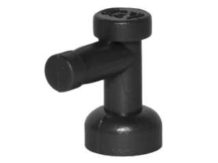 Lego (U) ~ Tap 1 x 1 without Hole in Nozzle End ~ [Black]