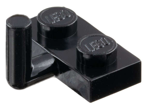 Lego (U) ~ Plate Modified 1 x 2 with Bar Arm Up (Horizontal Arm 6mm) ~ [Black]