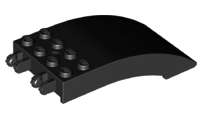 Lego (N) ~ Windscreen 8 x 4 x 2 Curved with Locking Dual 2 Fingers ~ [Black]