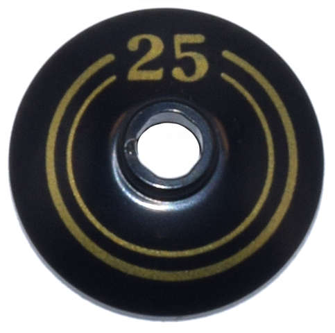 Lego (N) ~ Dish 2 x 2 Inverted (Radar) with Gold Concentric Circles and '25' Pattern ~ [Black]