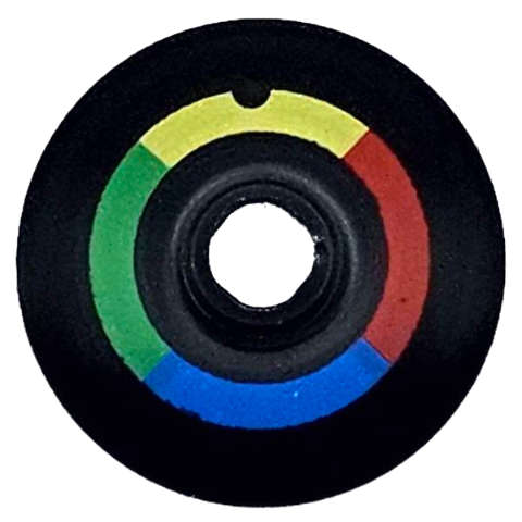 Lego (N) ~ Dish 2 x 2 Inverted (Radar) with Red Yellow Green and Blue Quarter Arcs Pattern ~ [Black]